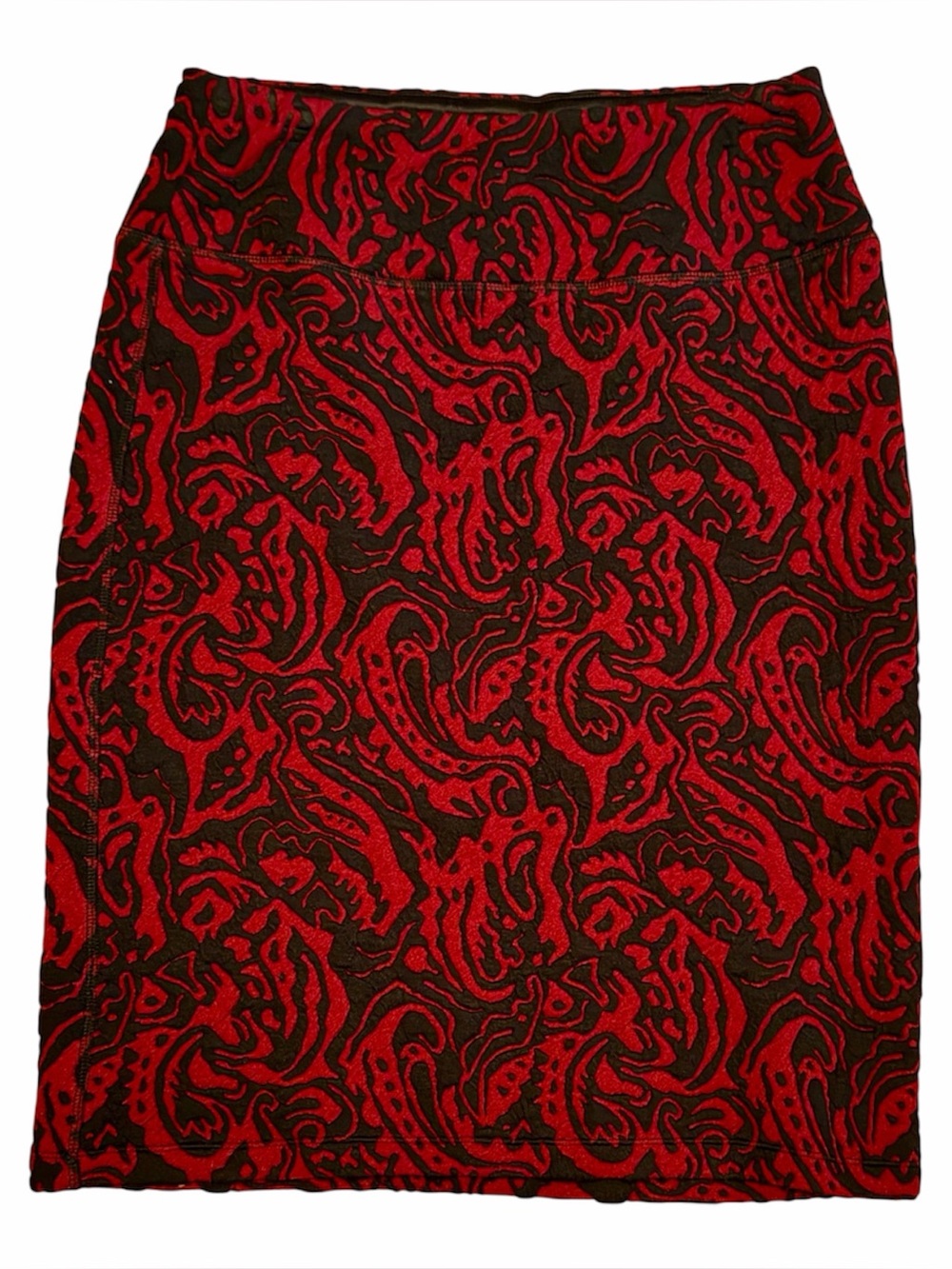 Linea Domani Red and Black Abstract Skirt size Small